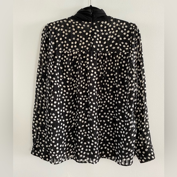 Zara Black + White Polka Dot Sheer Top - M-L - Picture 6 of 6
